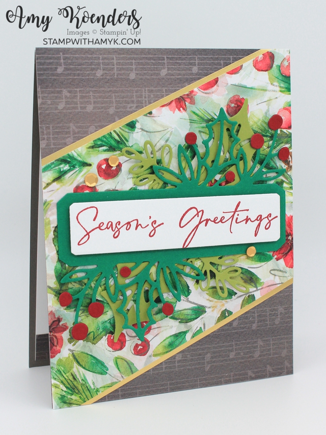 Stampin’ Up! Christmas Classics CAS Diagonal Card – Stamp With Amy K